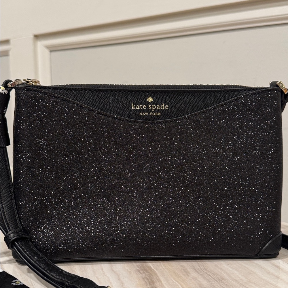 Kate Spade Bag Shimmy Glitter Black Sparkle Crossbody - Picture 4 of 17